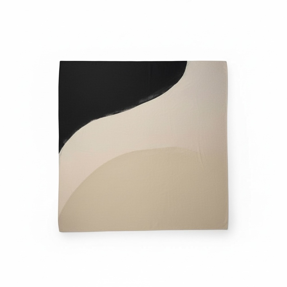 Giorgio Armani Vintage 100% Silk Colorblock Scarf, Ivory/Black, 48 x 48